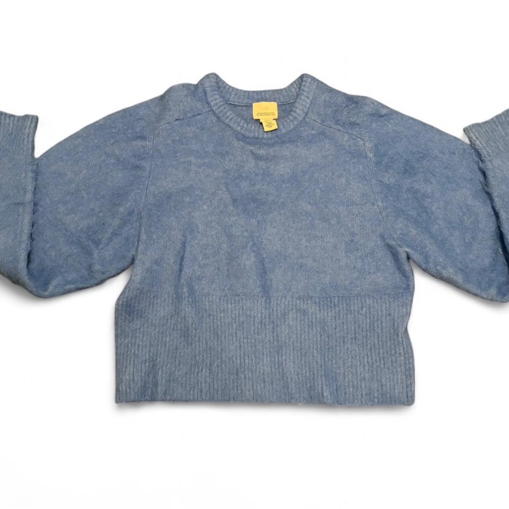 H&M Mohair Wool Blend Fuzzy Sweater Blue Soft Knit Pullover Small S Cozy Furry